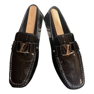 Authentic Louis Vuitton Monte Carlo loafers in black patent leather